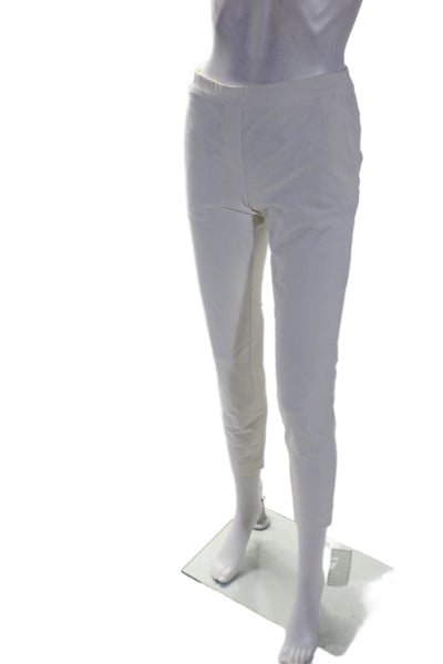 Theory Womens Cotton Mid Rise Elastic Waist Straight Leg Pants White Size 00