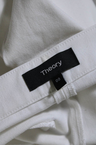 Theory Womens Cotton Mid Rise Straight Leg Cropped Pants White Size 00