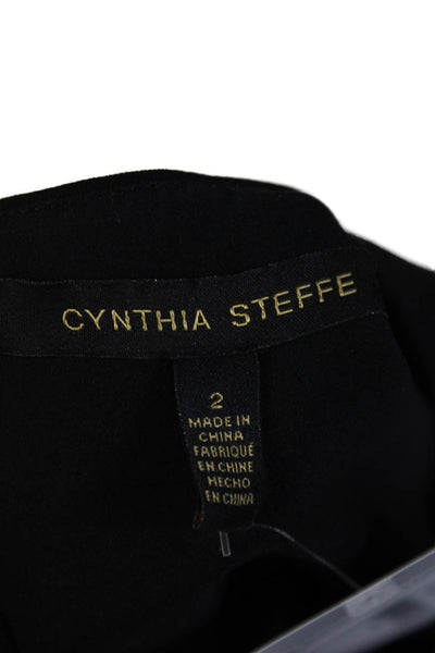 Cynthia Steffe Womens Half Sleeve Folded Chest Belted Fancy Dress Black Size 2