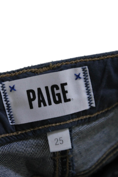 Paige Women's Midrise Five Pockets Dark Wash Straight Leg Denim Pants Size 25