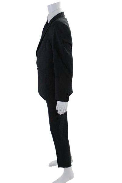 Designer Tailor4Less Mens Pinstriped 2 Button Suit Jacket and Pants Black Size M