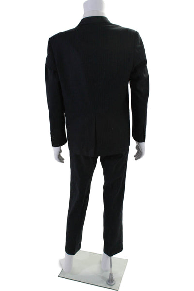 Designer Tailor4Less Mens Pinstriped 2 Button Suit Jacket and Pants Black Size M