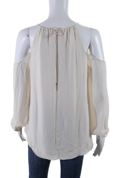 Haute Hippie Womens V Neck Long Sleeve Cold Shoulder Blouse White Size S