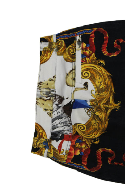 Gianni Versace Womens Zip Front Tapered Leg Abstract Print Pants Multicolor 38