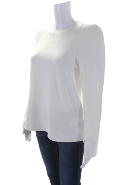 Tibi Women's Round Neck Long Sleeves Quarter Zip Blouse White Size 0