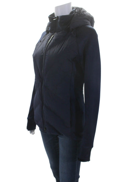 Athleta Women's Hood Long Sleeves Full Zip Puffer Jacket Navy Blue Size XS