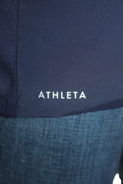 Athleta Women's Hood Long Sleeves Full Zip Puffer Jacket Navy Blue Size XS