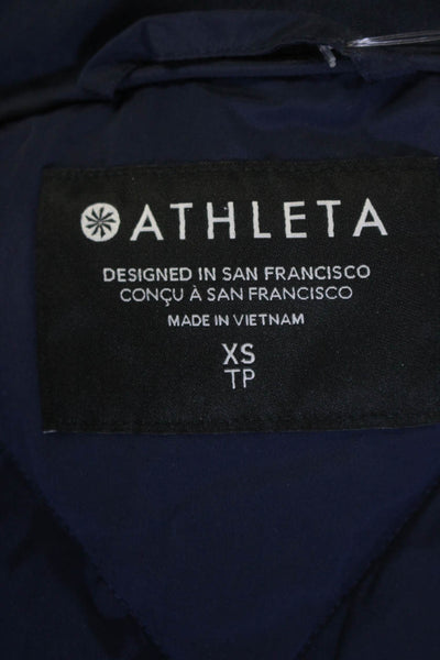 Athleta Women's Hood Long Sleeves Full Zip Puffer Jacket Navy Blue Size XS