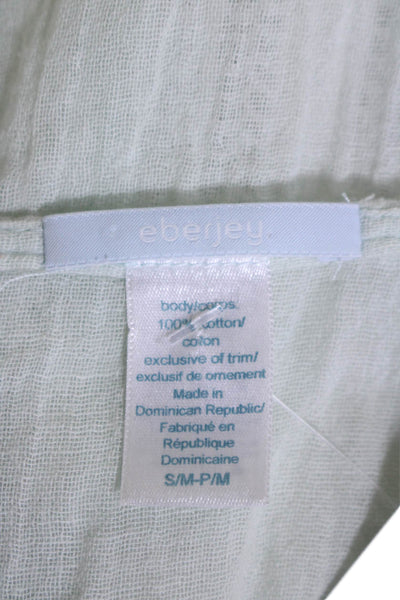Eberjey Womens Crochet Trim Long Sleeves A Line Dress Mint Green White Size Smal