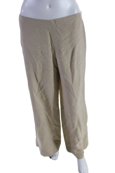 Ralph Lauren Collection Women's Flat Front Wide Leg Dress Pants Beige Size 8