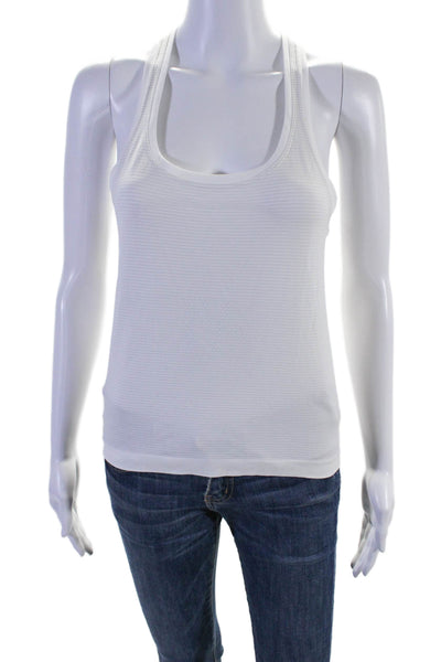 Lululemon Womens Scoop Neck Striped Racerback Tank Top White Gray Size 6