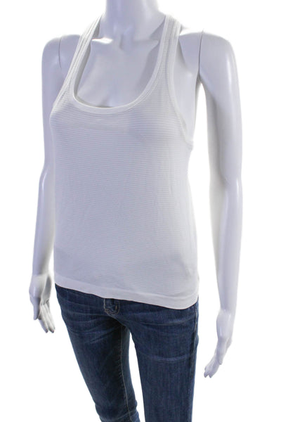 Lululemon Womens Scoop Neck Striped Racerback Tank Top White Gray Size 6