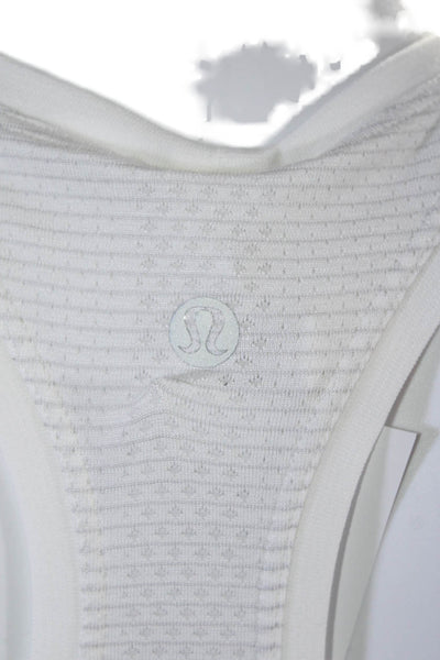 Lululemon Womens Scoop Neck Striped Racerback Tank Top White Gray Size 6