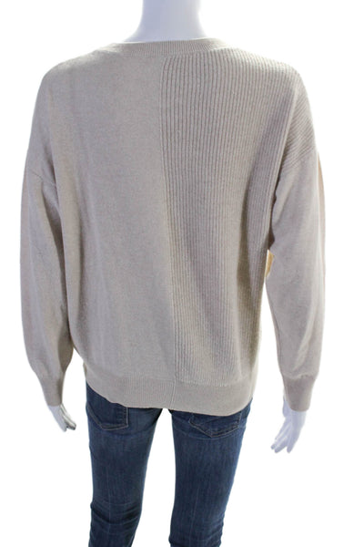 Peserico Womens Pullover Long Sleeve Crew Neck Sweater Beige Wool Size IT 42