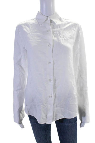 Michelle Farmer Womens Button Front Long Sleeve Collared Shirt White Size XS