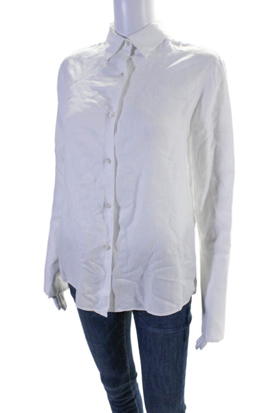 Michelle Farmer Womens Button Front Long Sleeve Collared Shirt White Size XS