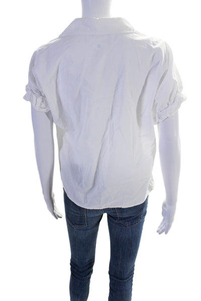 Stateside Womens White Cotton Collar Twist Front Short Sleeve Shirt Size XS