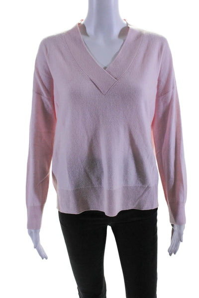 Parrish Womens Long Sleeve V Neck Cashmere Sweater Pink Size Extra Small