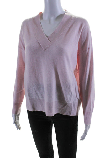 Parrish Womens Long Sleeve V Neck Cashmere Sweater Pink Size Extra Small