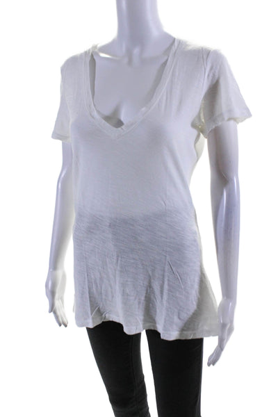 Standard James Perse Women's V-Neck Short Sleeves Basic T-Shirt White Size 3