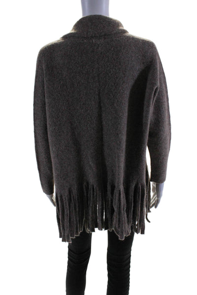 Fabiana Filippi Womens Single Button V Neck Fringe Cardigan Sweater Brown 2XS