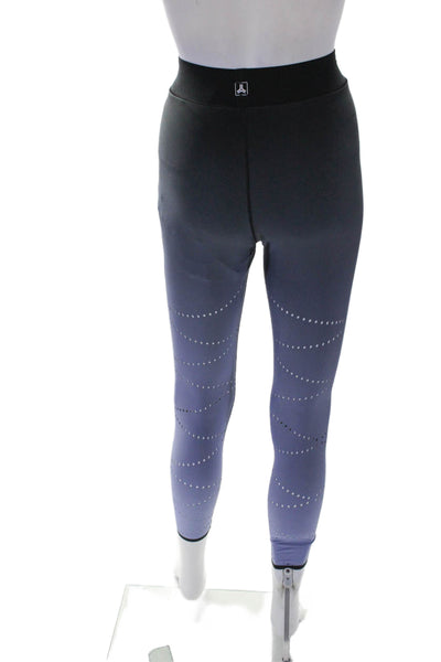 Ultracor Womens High Rise Pull On Athletic Leggings Blue Black Ombre Size Small