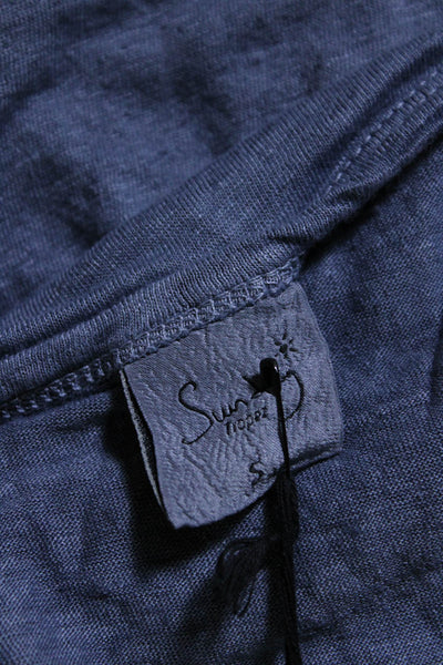Sunday Tropez Womens Sleeveless Oversized Scoop Neck Linen Shirt Blue Size Small