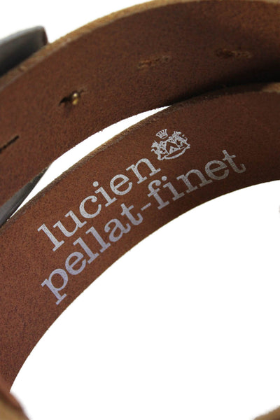 Lucien Pellat-Finet Womens Brown Leather Push Lock Buckle Belt Size 34