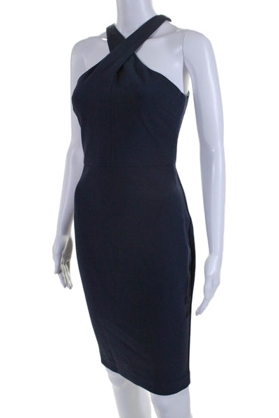 Likely Womens Navy Crisscross Halter Neck Sleeveless Bodycon Dress Size 2