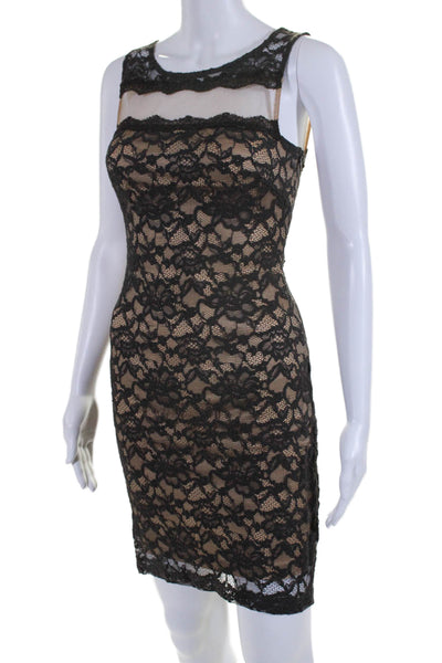 Bailey 44 Womens Brown Floral Lace Mesh Trim Sleeveless Bodycon Dress Size XS