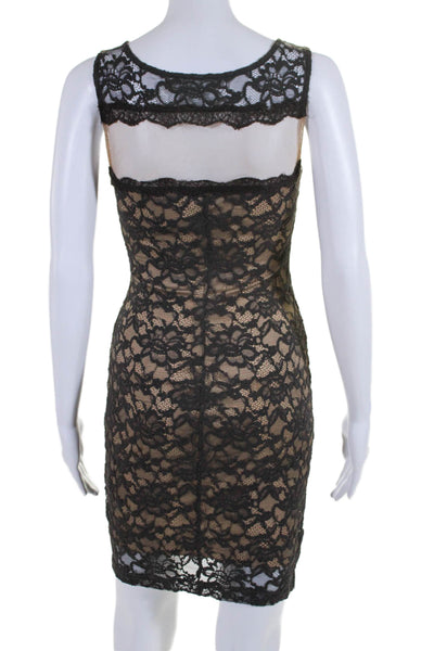 Bailey 44 Womens Brown Floral Lace Mesh Trim Sleeveless Bodycon Dress Size XS