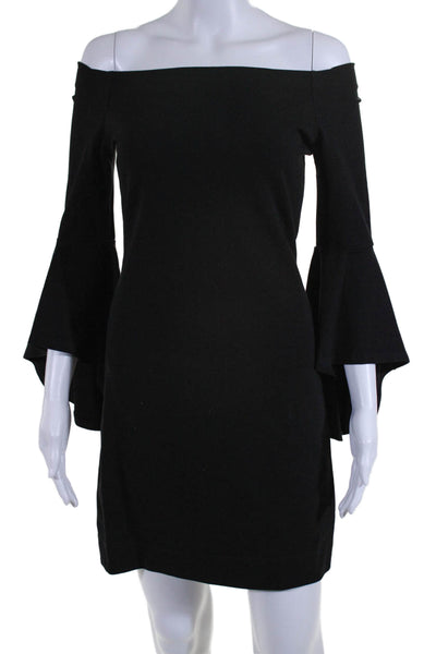 Fifteen Twenty Womens Black Off Shoulder Bell Long Sleeve Shift Dress Size XS