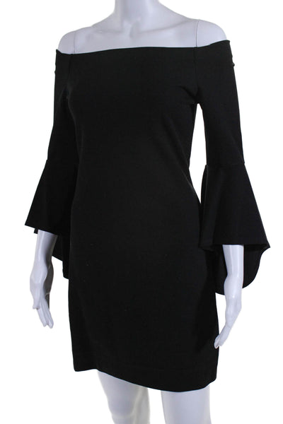 Fifteen Twenty Womens Black Off Shoulder Bell Long Sleeve Shift Dress Size XS