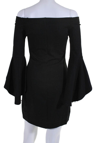 Fifteen Twenty Womens Black Off Shoulder Bell Long Sleeve Shift Dress Size XS