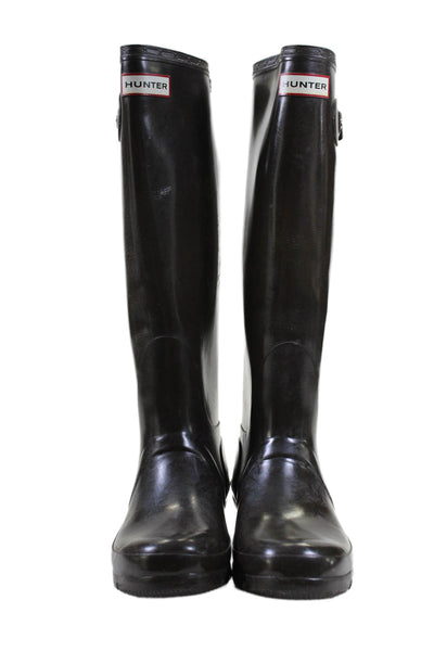 Hunter Womens Knee High Rubber Rain Boots Brown Size 8