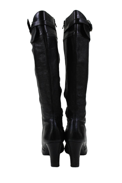 J Crew Womens Leather Pointed Toe Knee High Zip Up Boots Black Size 8