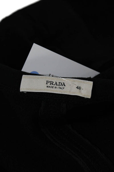 Prada Womens Black Wool Bow Front Detail Crew Neck Sleeveless Blouse Top Size 46