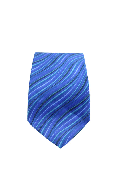 Gucci Mens Multi Blue Striped Print Silk Necktie Size OS