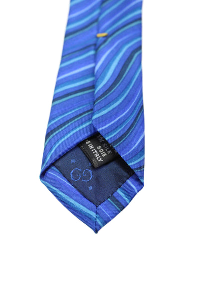 Gucci Mens Multi Blue Striped Print Silk Necktie Size OS