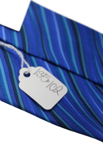 Gucci Mens Multi Blue Striped Print Silk Necktie Size OS