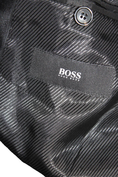 Boss Hugo Boss Mens Wool Single Breasted Satin Trim Suit Jacket Black Size 42L