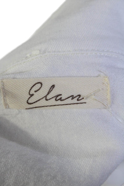 Elan Women's Collared Long Sleeves Button Up Jean Jacket White Size L