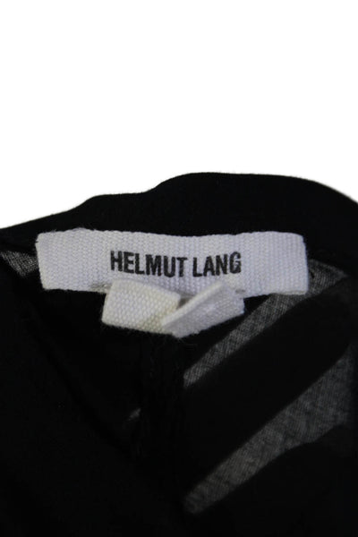 Helmut Lang Women's V-Neck Long Sleeves Button Down Shirt Black Size M