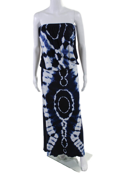 Young Fabulous & Broke Womens Stretch Tie Dye Strapless Maxi Dress Blue Size S