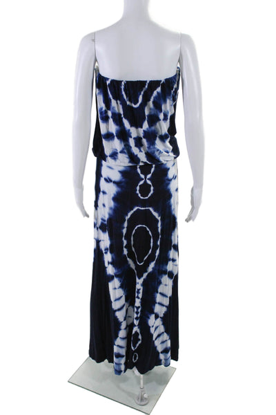 Young Fabulous & Broke Womens Stretch Tie Dye Strapless Maxi Dress Blue Size S