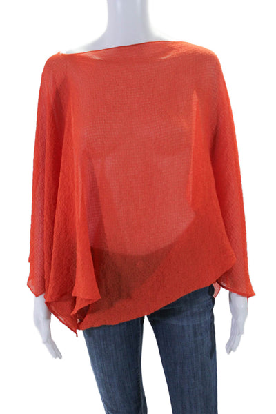 Alexis Womens Round Neck Long Sleeve Pullover Blouse Top Orange Size OS