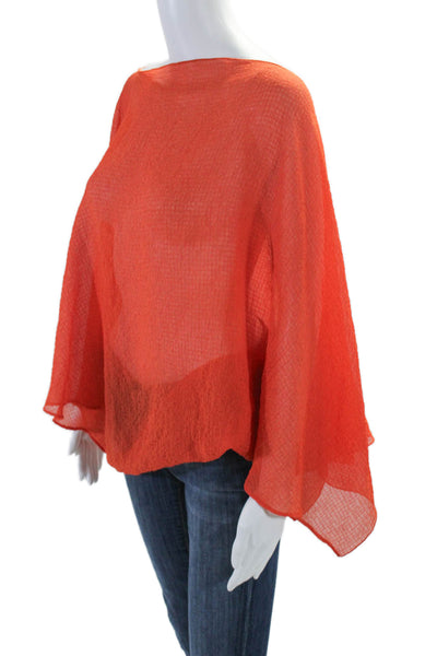 Alexis Womens Round Neck Long Sleeve Pullover Blouse Top Orange Size OS