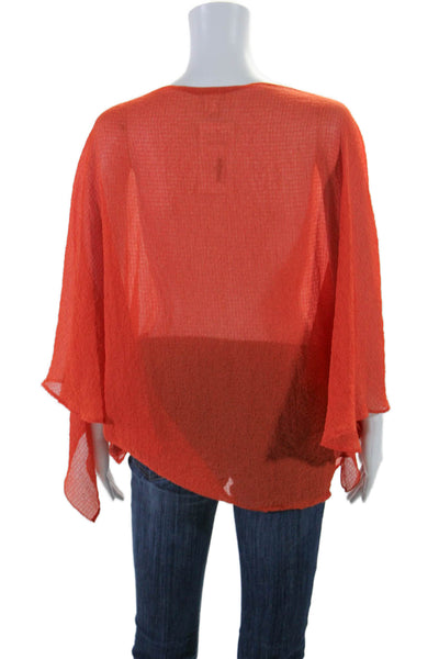 Alexis Womens Round Neck Long Sleeve Pullover Blouse Top Orange Size OS