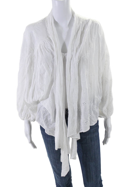 Young Fabulous & Broke Womens Embroidered Button Up Blouse Top White Size XS