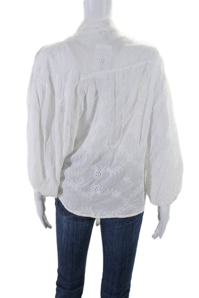 Young Fabulous & Broke Womens Embroidered Button Up Blouse Top White Size XS